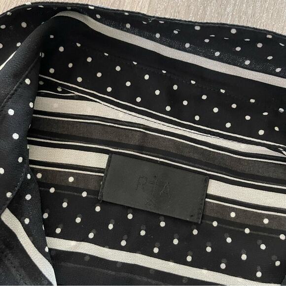 RtA Black Sheer Stripe Dotted Button Down Blouse - Picture 4 of 5